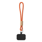 Individuell gefertigte kurze Handy Schlaufe mit Bambusdetail farbe orange siebte Ansicht