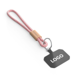 Individuell gefertigte kurze Handy Schlaufe mit Bambusdetail farbe granatrot