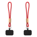 Individuell gefertigte kurze Handy Schlaufe mit Bambusdetail farbe granatrot achte Ansicht