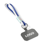 Doppelkordel für Mobilgeräte mit personalisierbarem Patch farbe köngisblau