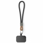 Individuell gefertigte kurze Handy Schlaufe mit Patch und Metallring farbe schwarz siebte Ansicht