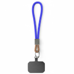 Individuell gefertigte kurze Handy Schlaufe mit Patch und Metallring farbe blau siebte Ansicht