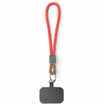 Individuell gefertigte kurze Handy Schlaufe mit Patch und Metallring farbe rot siebte Ansicht