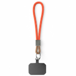 Individuell gefertigte kurze Handy Schlaufe mit Patch und Metallring farbe orange siebte Ansicht