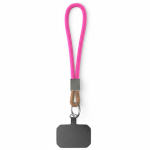 Individuell gefertigte kurze Handy Schlaufe mit Patch und Metallring farbe pink siebte Ansicht