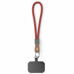 Individuell gefertigte kurze Handy Schlaufe mit Patch und Metallring farbe granatrot siebte Ansicht