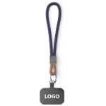 Individuell gefertigte kurze Handy Schlaufe mit Patch und Metallring farbe ultramarinblau