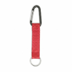 RPET-Schlüsselband mit Karabiner und Metallring farbe rot siebte Ansicht