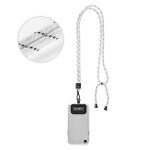 Verstellbares, bicolor RPET-Lanyard für Mobilgeräte farbe weiß fünfte Ansicht