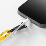 Verstellbares, bicolor RPET-Lanyard für Mobilgeräte farbe gelb fünfte Ansicht