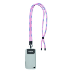 Polyester-Handyhalter mit 2 Haken und Handy-Patch farbe weiß