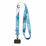 Individuell gefertigtes Smartphone Lanyard mit Aufhänge Patch farbe weiß Ansicht mit Druckbereich