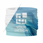 Multifunktionaler Schlauchschal mit Logo aus recyceltem Polyester farbe weiß Ansicht mit Druckbereich