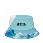 Polyester Anglerhut mit 150 g m² zur beidseitigen Personalisierung farbe weiß Ansicht mit Druckbereich