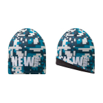 Doppellagige Polyester-Beanie in Einheitsgröße, vollflächig bedruckbar farbe weiß