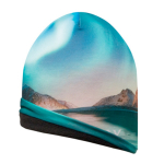Doppellagige Polyester-Beanie in Einheitsgröße, vollflächig bedruckbar farbe weiß fünfte Ansicht