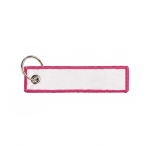 Gewebter Schlüsselanhänger aus Polyester mit Ring mit Logo bestickbar farbe pink siebte Ansicht