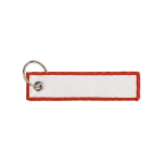 Gewebter Schlüsselanhänger aus Polyester mit Ring mit Logo bestickbar farbe dunkelrot siebte Ansicht
