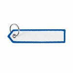 Gewebter mit Logo bestickbarer Schlüsselanhänger mit dreieckigem Ende farbe blau siebte Ansicht