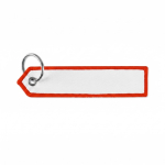 Gewebter mit Logo bestickbarer Schlüsselanhänger mit dreieckigem Ende farbe dunkelrot siebte Ansicht