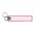 Gewebter bestickbarer Polyester-Schlüsselanhänger mit doppeltem Ring farbe pink siebte Ansicht