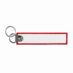 Gewebter bestickbarer Polyester-Schlüsselanhänger mit doppeltem Ring farbe granatrot siebte Ansicht