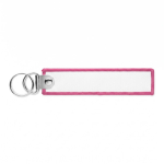 Gewebter bestickbarer Polyester-Schlüsselanhänger mit Doppelring farbe pink siebte Ansicht