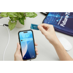 Rechteckiger PVC Schlüsselanhänger mit vorprogrammiertem NFC farbe weiß