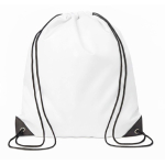 Kordelzug Polyester Rucksack 100% bedruckbar mit schwarzen PU Ecken farbe weiß siebte Ansicht