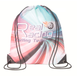 Kordelzug Polyester Rucksack 100% bedruckbar mit schwarzen PU Ecken farbe weiß
