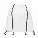 Klassischer Kordelzug Rucksack aus Polyester ganzflächig bedruckbar farbe weiß siebte Ansicht