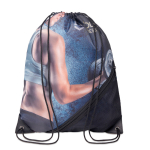 Kordelzug Rucksack aus Polyester mit Netz Tasche auf der Vorderseite farbe weiß