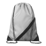 Kordelzug Rucksack aus Polyester mit Netz Tasche auf der Vorderseite farbe weiß