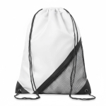 Kordelzug Rucksack aus RPET mit Netz Tasche, 100% personalisierbar farbe weiß siebte Ansicht