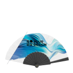 Kunststoff Fächer mit personalisierbarem Polyester Stoff farbe schwarz Ansicht mit Druckbereich