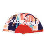 Kunststoff Fächer mit personalisierbarem Polyester Stoff farbe rot