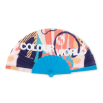 Kunststoff Fächer mit personalisierbarem Polyester Stoff farbe köngisblau