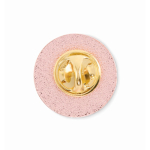 Individuell gefertigter runder Metall Pin, vollfarbig personalisierbar farbe roségold dritte Ansicht