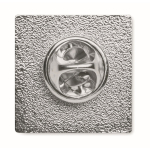 Individuell gefertigter quadratischer Eisen Pin, personalisierbar farbe silber dritte Ansicht