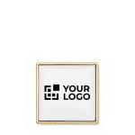 Individuell gefertigter quadratischer Eisen Pin, personalisierbar farbe gold Ansicht mit Druckbereich