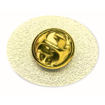Individuell gefertigter ovaler Metall Pin, vollfarbig personalisierbar farbe gold dritte Ansicht