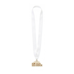 Personalisierbare Holzmedaille mit V förmig angenähter Kordel farbe weiß siebte Ansicht