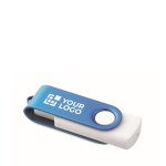 Personalisierbarer USB Stick mit drehbarem farbigem Gehäuse Techmate farbe blau Ansicht mit Druckbereich