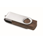 Klassischer personalisierbarer USB Stick aus Holz mit drehbarem Etui farbe dunkler holzton