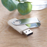 Personalisierbarer USB Stick mit Gehäuse aus Stroh und Weizen farbe gebrochen weiß