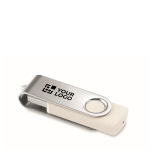 Personalisierbarer USB Stick mit Gehäuse aus Stroh und Weizen farbe gebrochen weiß Ansicht mit Druckbereich