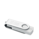 Personalisierbarer weißer USB Stick aus recycelten Materialien farbe weiß Ansicht mit Druckbereich