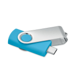 Klassischer drehbarer USB Stick in verschiedenen Farben farbe türkis fünfte Ansicht