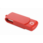 USB Stick mit drehbarem Gehäuse aus recyceltem Kunststoff farbe rot