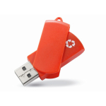 USB Stick mit drehbarem Gehäuse aus recyceltem Kunststoff farbe rot fünfte Ansicht